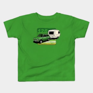 The small cute car wuth the famous caravan Kids T-Shirt